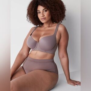 NWT Lane Bryant Modern Luxe Lightly Lined Balconette Bra Deep Purple Taupe 40C